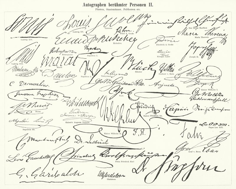 Híres emberek autogramja: államférfiak, hercegek, tábornokok stb (metszet) alkotó: German School