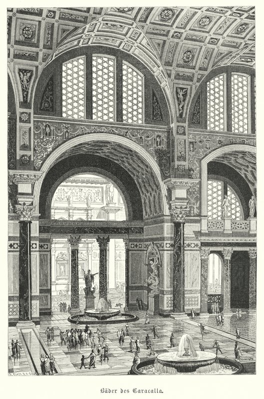Caracalla fürdői, Róma (metszet) alkotó: German School
