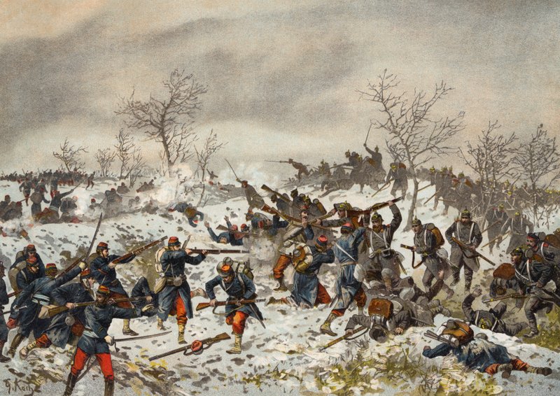 Csata Le Mans-Champagne előtt, francia-porosz háború, 1871. január 11. alkotó: German School