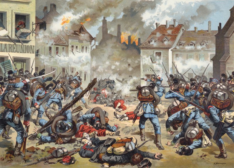 Csata Bazeilles utcáin, francia-porosz háború, 1870. szeptember 1. alkotó: German School
