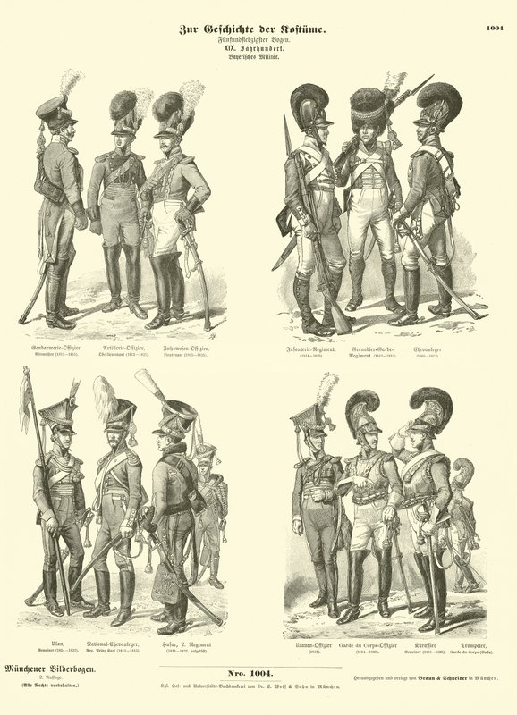 Bajor katonai egyenruhák, 19. század eleje alkotó: German School
