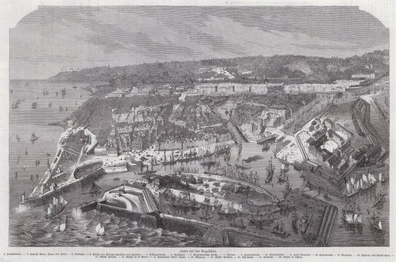 Madártávlatból Le Havre, Franciaország (metszet) alkotó: German School