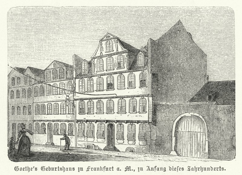 Johann Wolfgang von Goethe német író szülőhelye, Frankfurt-am-Main, 19. század eleje (metszet) alkotó: German School