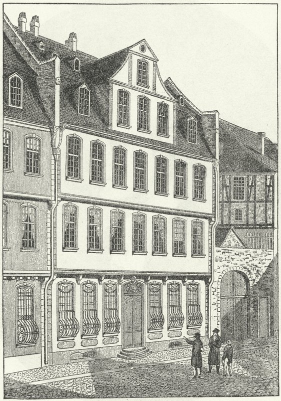 Johann Wolfgang von Goethe német író és államférfi szülőhelye, Frankfurt, Németország (metszet) alkotó: German School