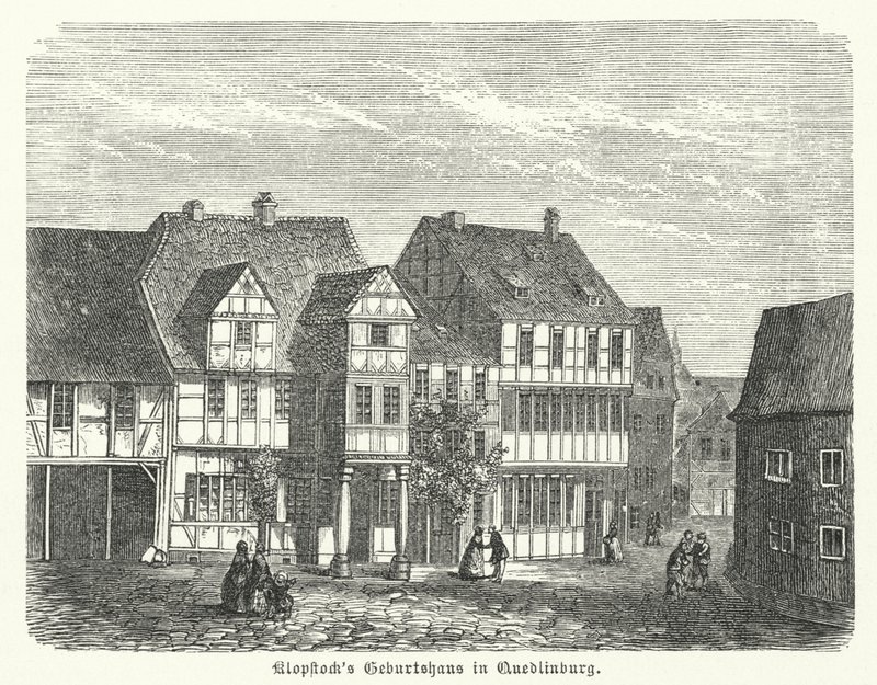 Friedrich Gottlieb költő szülőhelye, Klopstock, Quedlinburg, Németország (metszet) alkotó: German School