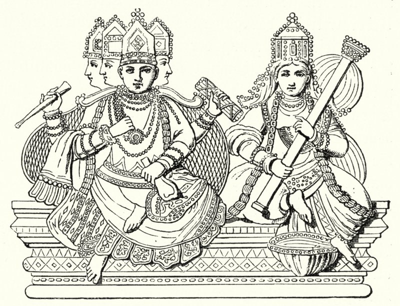 Brahma és Saraswati (metszet) alkotó: German School