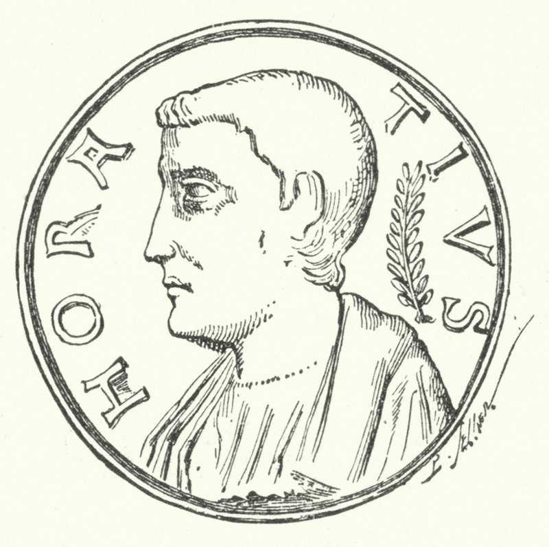 Bronz érme a római hős, Horatius fejével (metszet) alkotó: German School