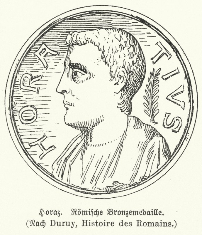 Horatius római költőt ábrázoló bronzérem (litho) alkotó: German School