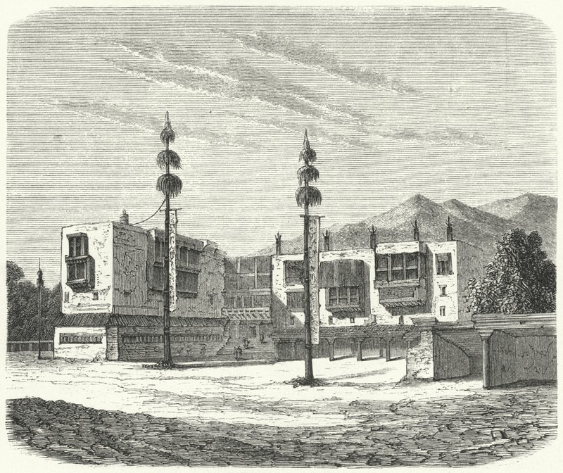 Buddhista kolostor Tibetben (metszet) alkotó: German School