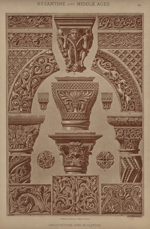 Bizánci és középkor, építészet és szobrászat (színes litho) alkotó: German School
