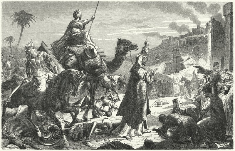 Umar kalifa belép Jeruzsálembe, 637 (metszet) alkotó: German School