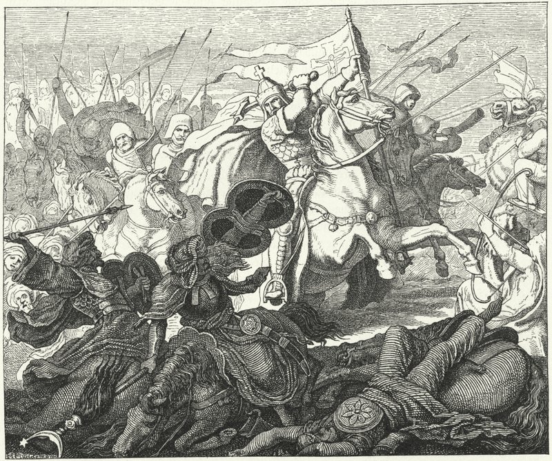 Charles Martel a poitiers-i csatában, 732 (metszet) alkotó: German School