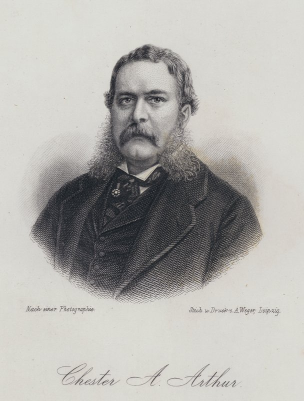 Chester A Arthur amerikai politikus és az Egyesült Államok 21. elnöke (metszet) alkotó: German School