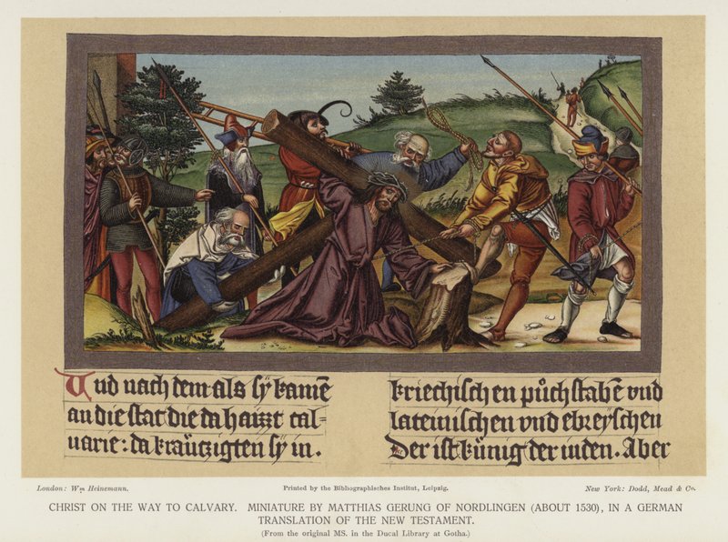 Krisztus a Kálváriára vezető úton (színes litó) alkotó: German School