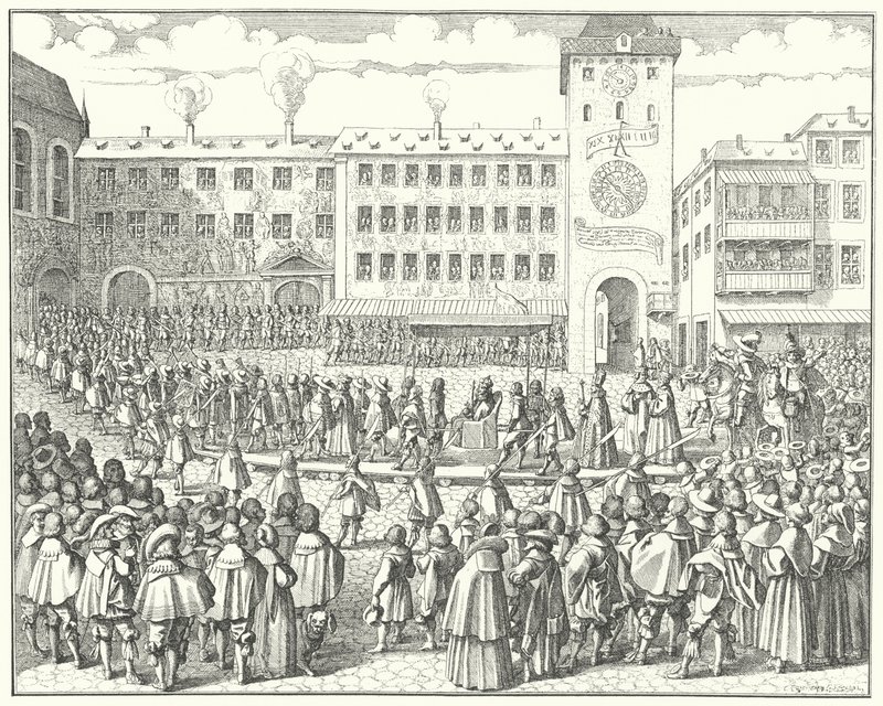 Mátyás római római császár koronázási körmenete 1612-ben. alkotó: German School