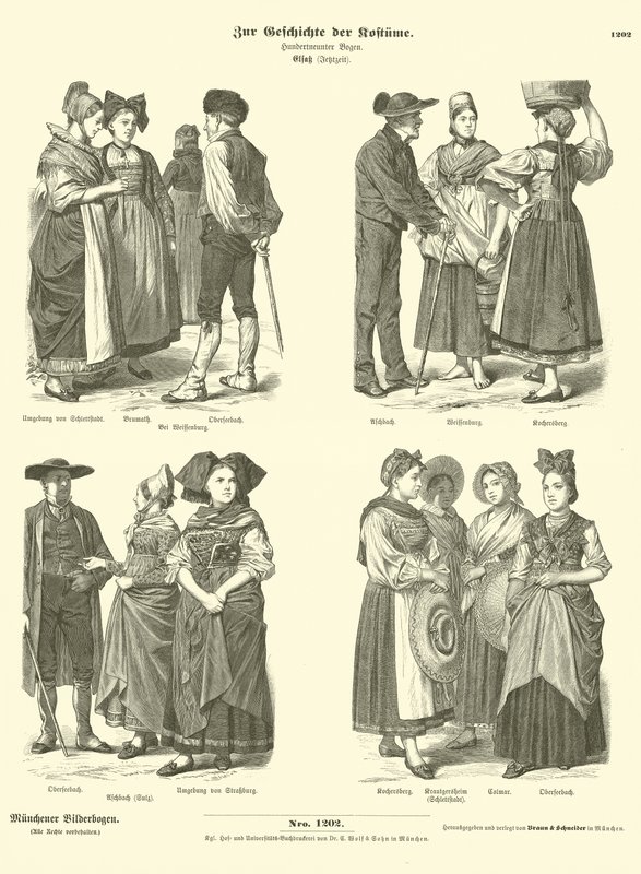Jelmezek Elzászból, 19. század alkotó: German School
