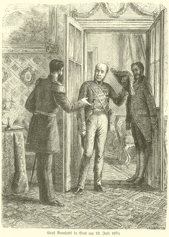 Benedetti gróf Emsben, 1870. július 13-án alkotó: German School