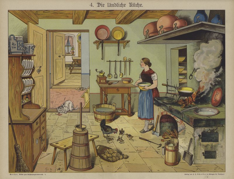 Vidéki konyha (színes litho) alkotó: German School