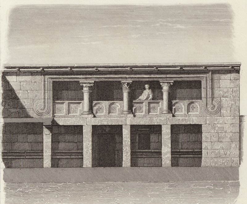 Egy ókori görög ház udvara Közép-Szíriában. Illusztráció a Bilder-Atlashoz (metszet) alkotó: German School