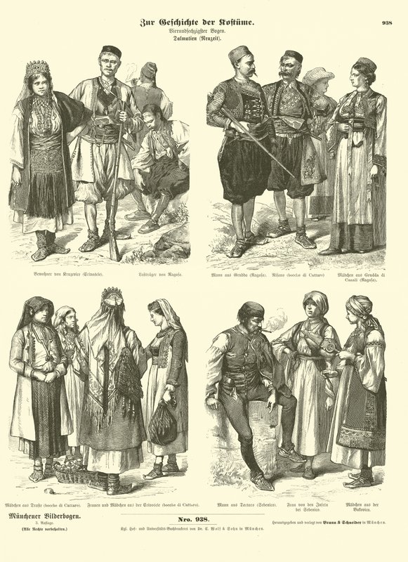 Dalmát viseletek, 19. század vége alkotó: German School