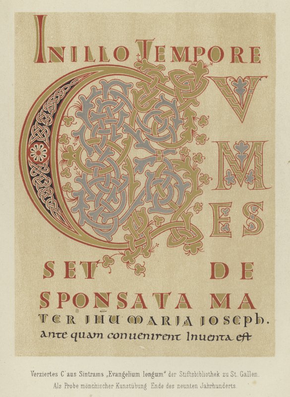 Díszített C betű a Sintrams Evangelium longumtól, 9. század végi alkotó: German School