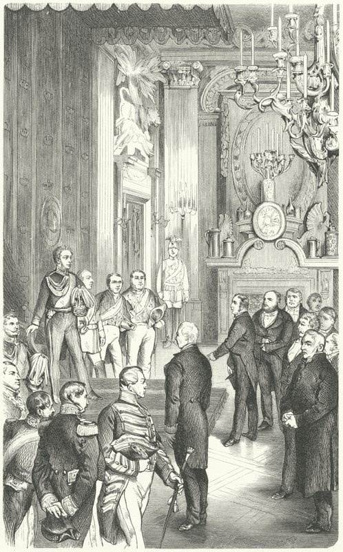 A frankfurti parlament küldöttsége IV. Frigyes Vilmos királynak Németország koronáját ajánlja fel, 1849 alkotó: German School