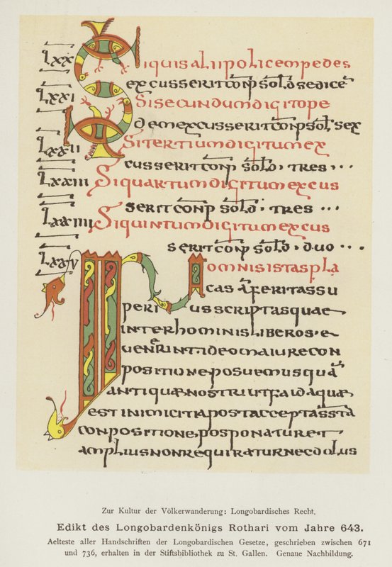 Rothari, a langobardok királyának rendelete, 643 (színes litó) alkotó: German School