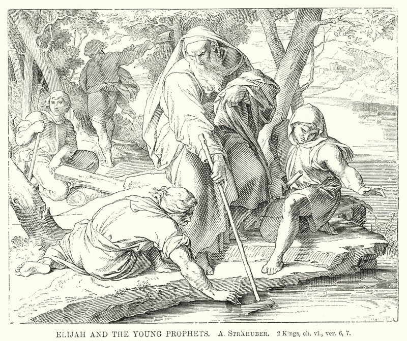 Illés és a fiatal próféták, 2 királyok, ch vi, ver 6, 7 (metszet) alkotó: German School