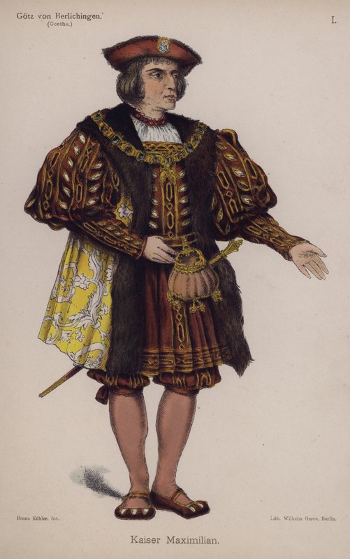 Maximilian császár, Goethe Gotz von Berlichingenből (színes litó) alkotó: German School