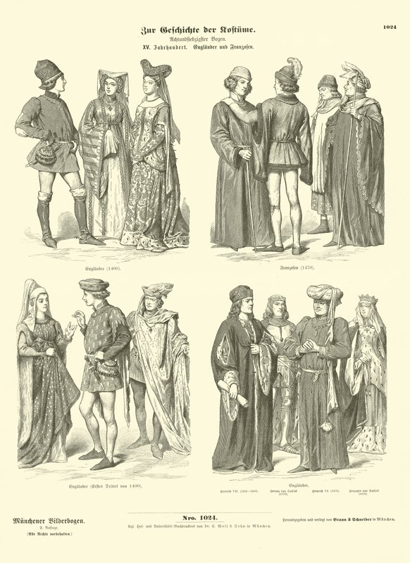 Angol és francia jelmezek, 15. század alkotó: German School