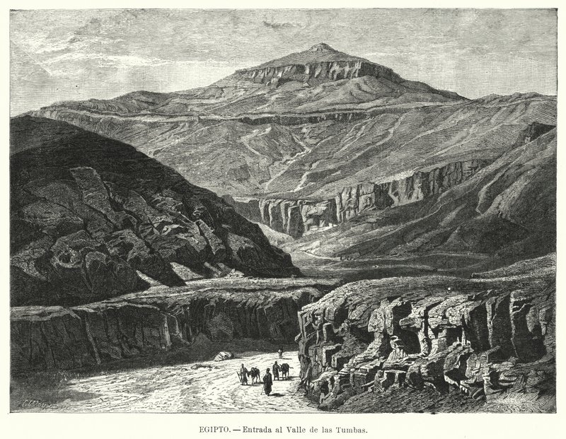 Bejárat a Királyok Völgyébe, Egyiptom (litho) alkotó: German School