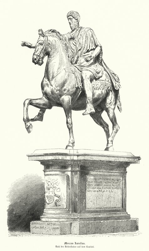 Marcus Aurelius római császár lovas szobra (metszet) alkotó: German School