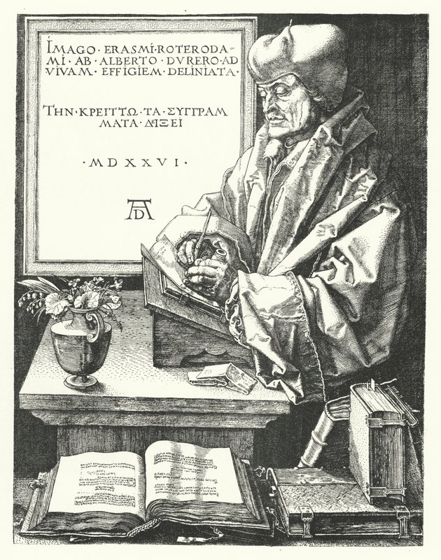 Rotterdami Erasmus, holland katolikus reformátor és humanista (metszet) alkotó: German School