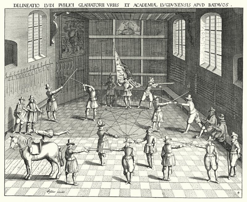 Vívóterem a Leideni Egyetemen (metszet) alkotó: German School