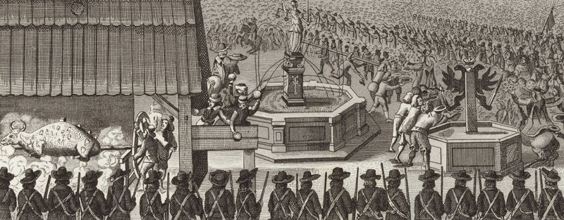 Festival in Frankfurt-am-Main, Germeny, in celebration of the coronation of a Holy Roman Emperor. Illustration for Bilder-Atlas (engraving) alkotó: German School