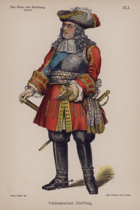 Doerffling tábornagy, a Der Prinz von Homburgból (Homburg hercege) Heinrich von Kleisttől (színes litó) alkotó: German School