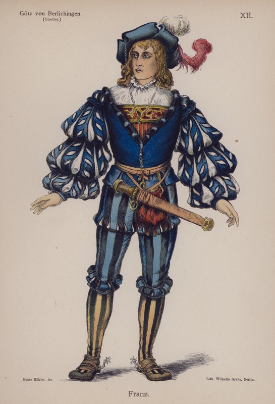 Franz, Goethe Gotz von Berlichingenből (színes litó) alkotó: German School