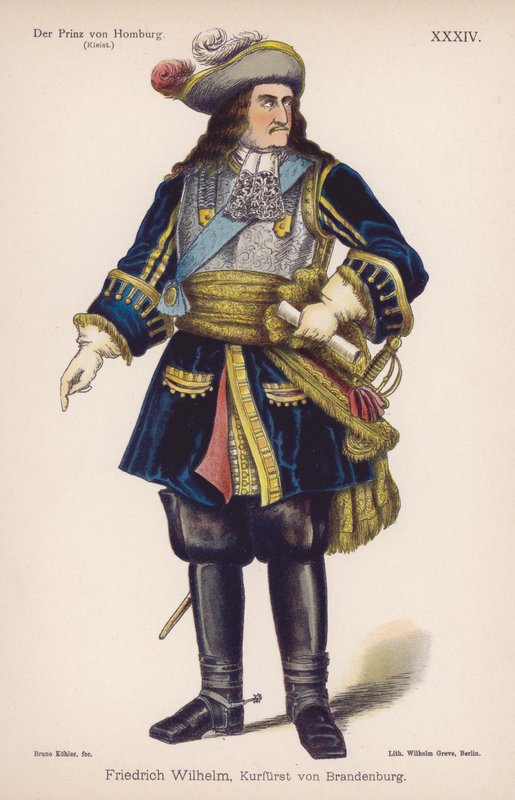 Friedrich Wilhelm, Brandenburg hercege, a Der Prinz von Homburg (Homburg hercege) című könyvéből Heinrich von Kleist (színes litó) alkotó: German School
