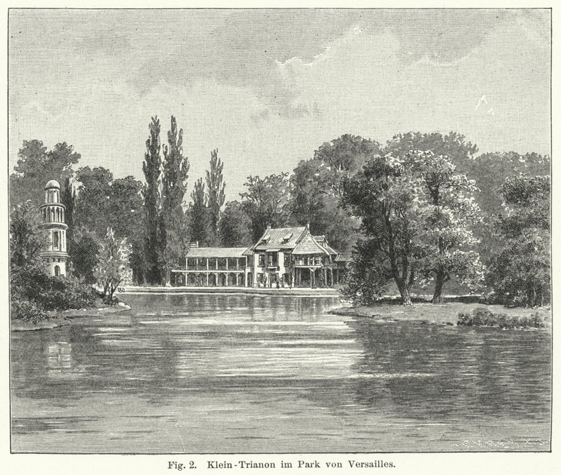 Kerttervezés: Petit Trianon, Versailles, Franciaország (metszet) alkotó: German School