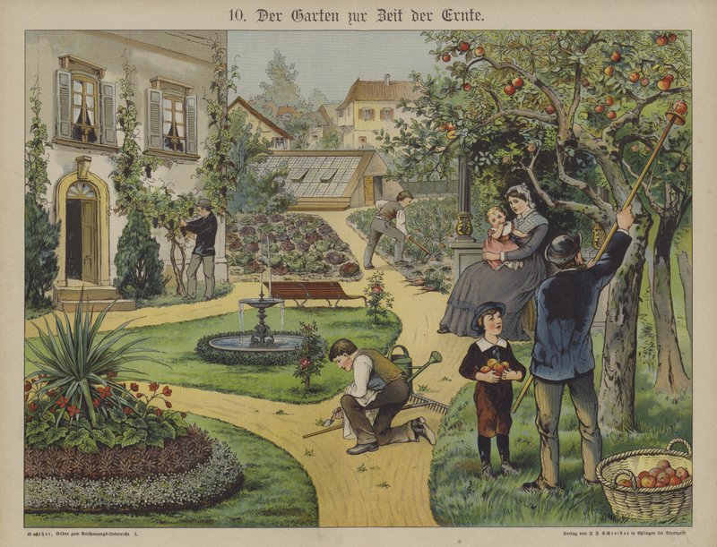 Kert a városban (színes litho) alkotó: German School