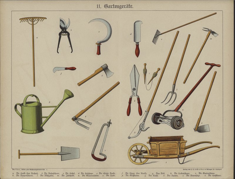 Kerti edények (színes litho) alkotó: German School