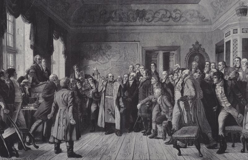 Yorcks tábornok beszéde Kelet-Poroszország birtokaihoz Königsbergben, 1813. február 5-én alkotó: German School