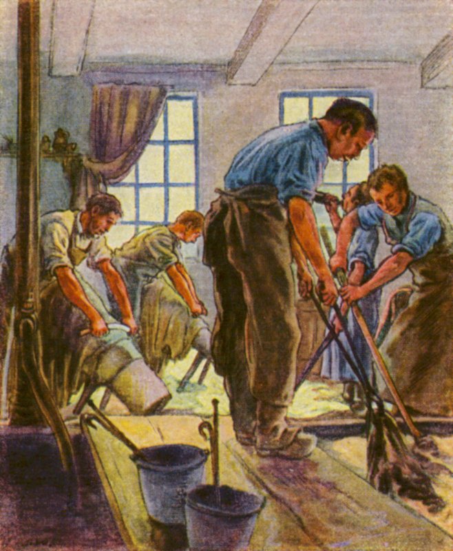 Gerber Und Farber / Cserzők és színezők (színes litográfia) alkotó: German School