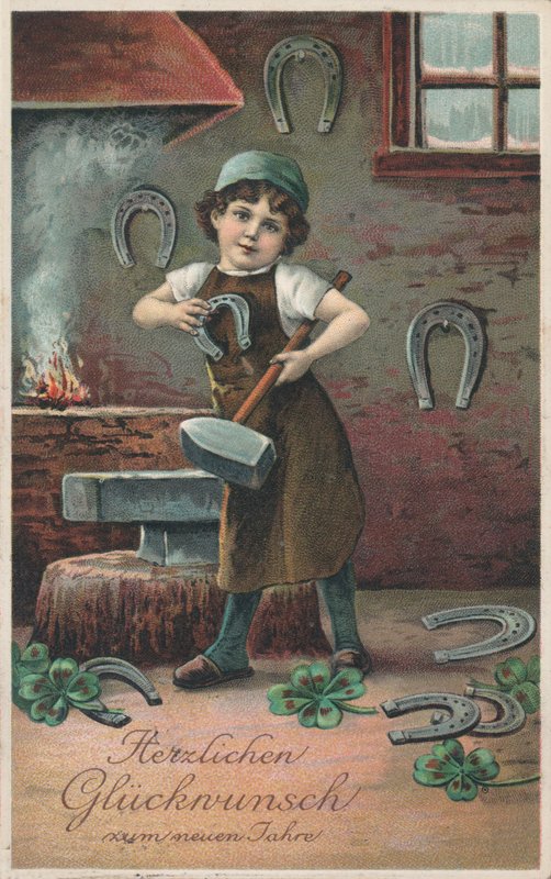 Német újévi kártya (színes litho) alkotó: German School