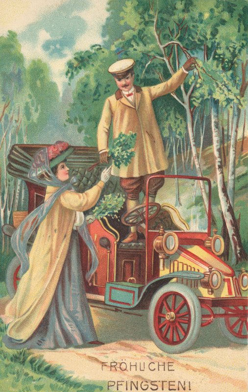 German Pentecost card (colour litho) alkotó: German School