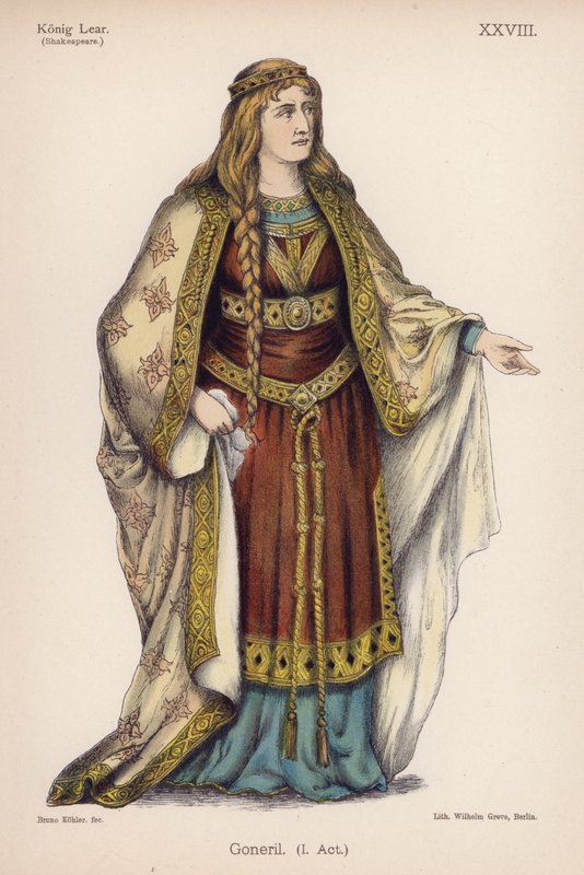 Goneril, Shakespeare Lear királyából (színes litó) alkotó: German School