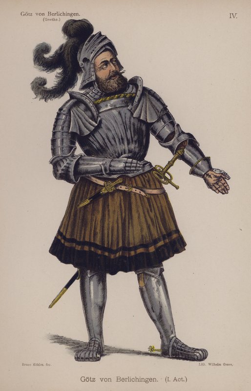 Gotz von Berlichingen, Goethe darabjának címszereplője (színes litó) alkotó: German School