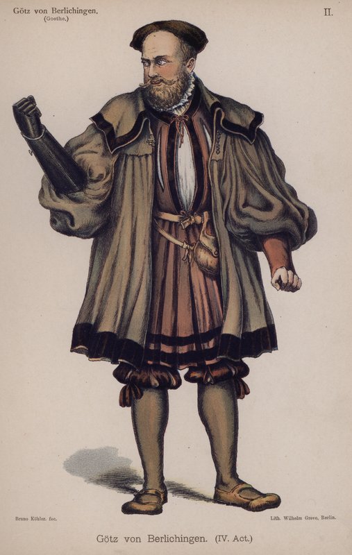 Gotz von Berlichingen, Goethe darabjának címszereplője (színes litó) alkotó: German School