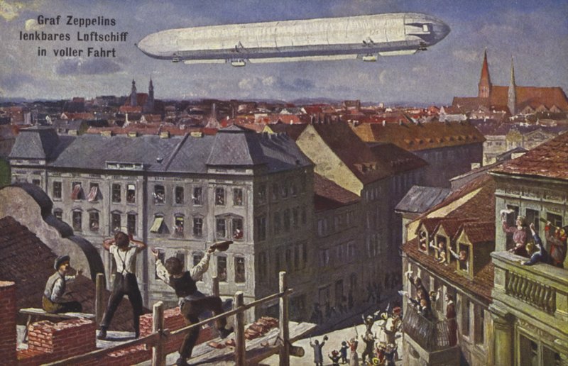 Graf Ferdinand von Zeppelin léghajója repülés közben alkotó: German School