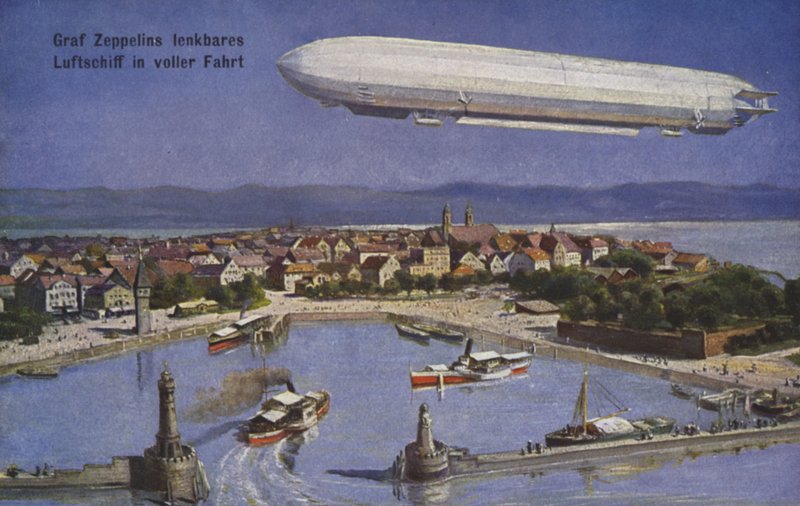 Graf Ferdinand von Zeppelin léghajója repülés közben alkotó: German School